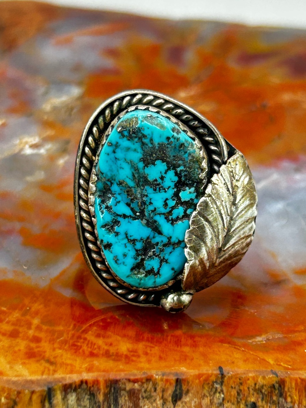 Southwest Sterling Silver Turquoise Ring - Size 10, Mens or Ladies